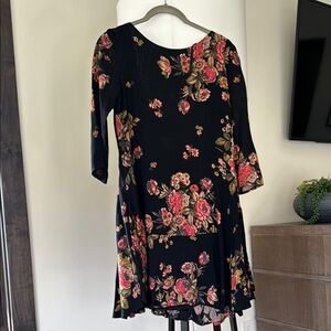 Free People mini dress black floral low back